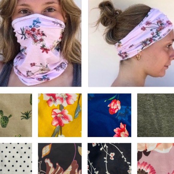 Headband to Face Masks Stretchy Colorful Prints - Picture 2 of 12